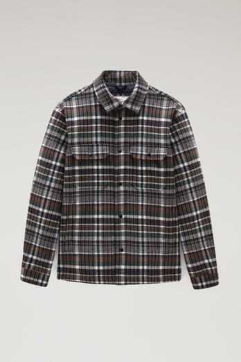Alaskan Padded Check Overshirt in Recycled Italian Wool Blend Green | Woolrich