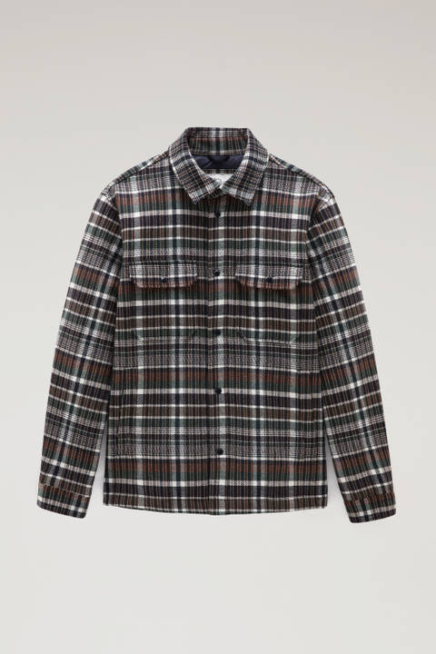 Alaskan Padded Check Overshirt in Recycled Italian Wool Blend Green | Woolrich
