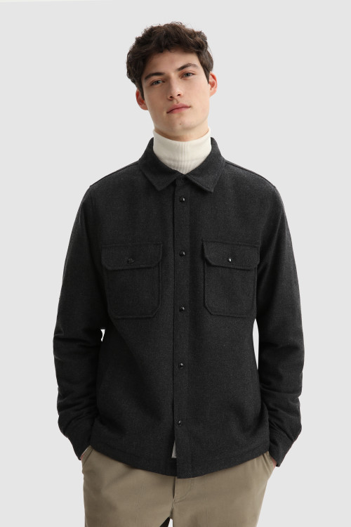 Men's Alaskan Melton Shirt in Recycled Italian Wool Blue | Woolrich USA