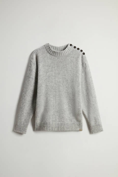 Alpaca Blend Sweater with Buttons on the Shoulder Gray photo 2 | Woolrich