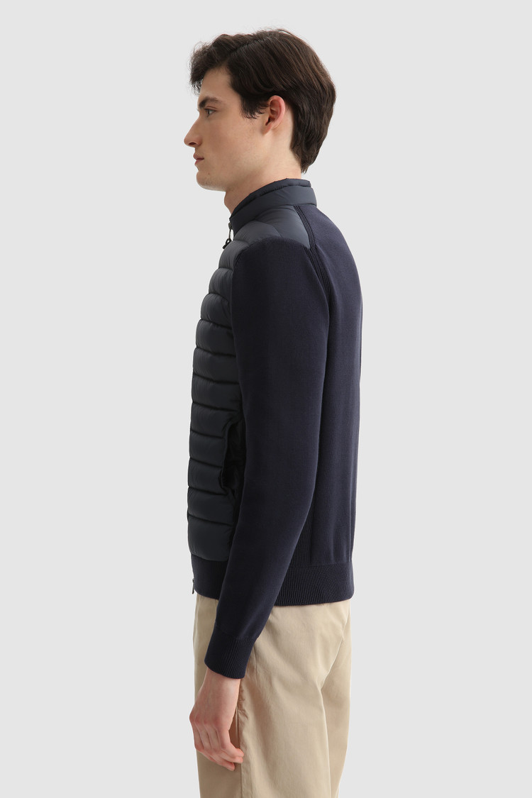 Quilted Track jacket with knit sleeves