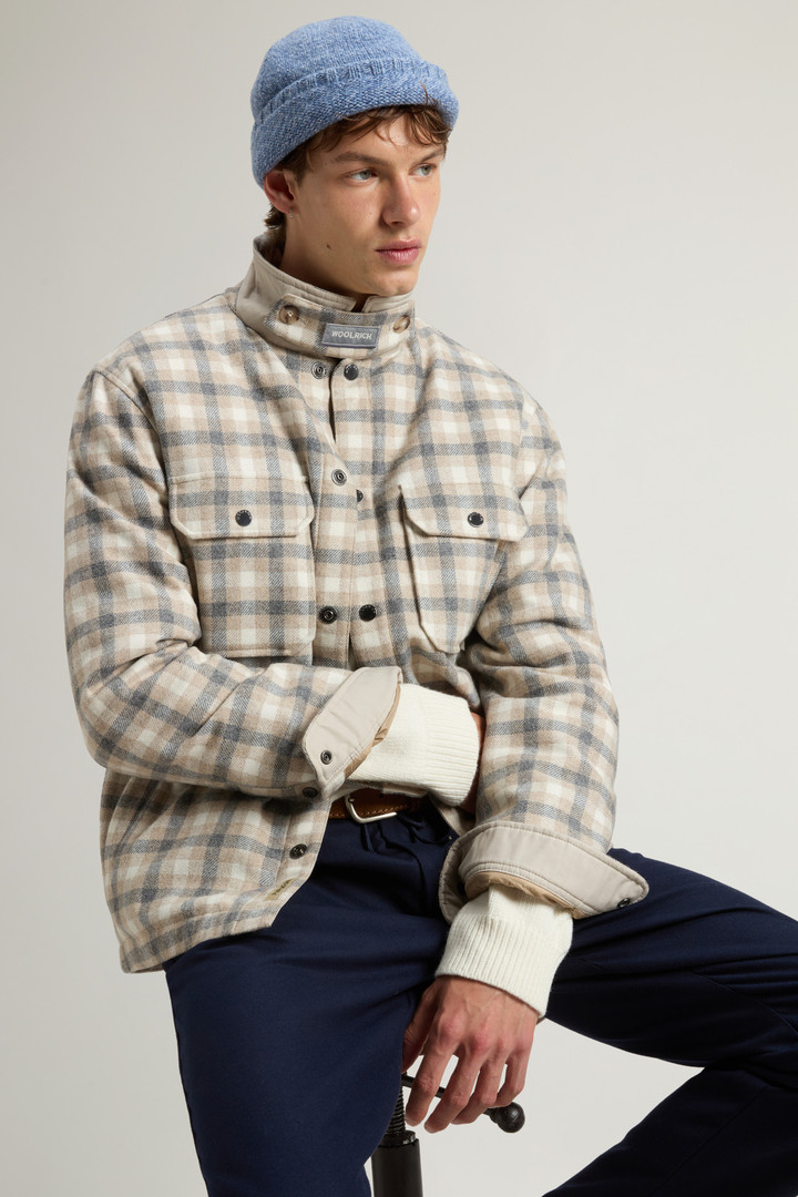 Alaskan Check Overshirt in Recycled Italian Wool Blend Beige photo 4 | Woolrich
