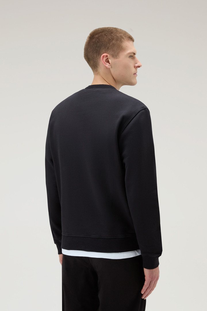 Sweat-shirt à col rond en pur coton Noir photo 3 | Woolrich