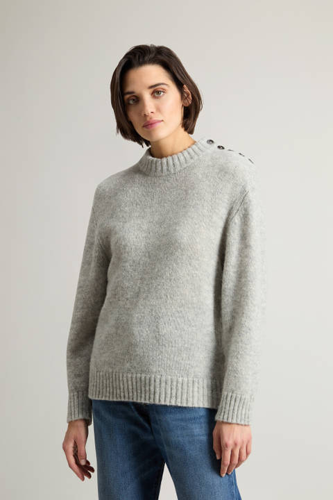 Pull en alpaga mélangé avec boutons sur l’épaule Gris | Woolrich