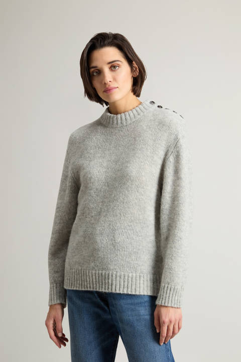 Alpaca Blend Sweater with Buttons on the Shoulder Gray | Woolrich
