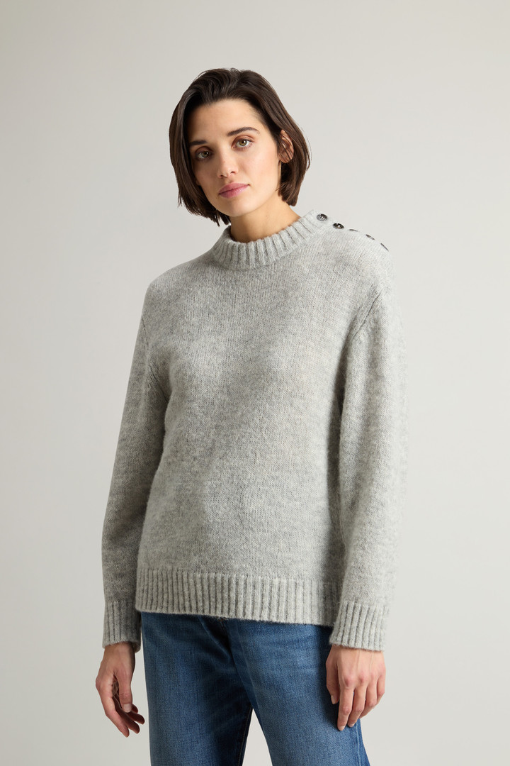 Alpaca Blend Sweater with Buttons on the Shoulder Gray photo 1 | Woolrich