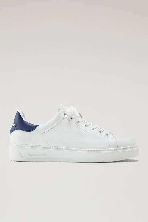 Leren Classic Court-sneakers met contrasterende details Wit | Woolrich