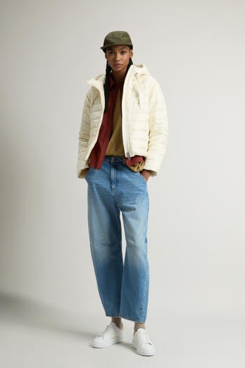 Padded Microfiber Jacket with Hood White | Woolrich