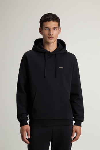 Felpa con cappuccio in misto cotone interlock Nero | Woolrich