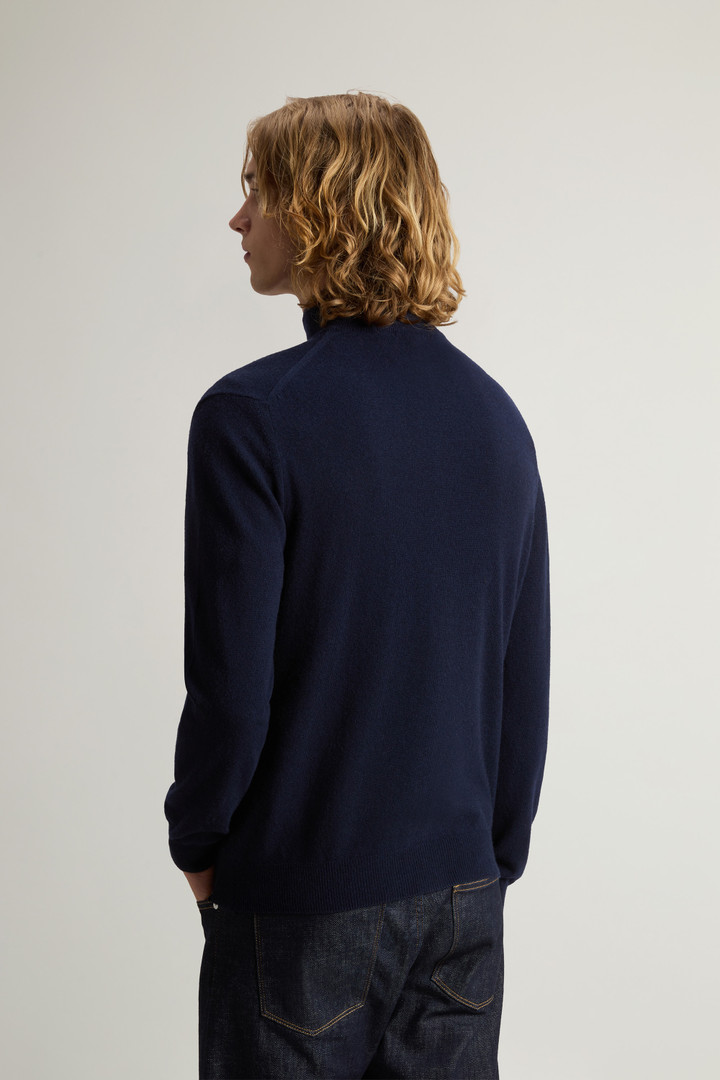 Pure Wool Turtleneck Sweater with Two-Way Zipper Blue photo 3 | Woolrich