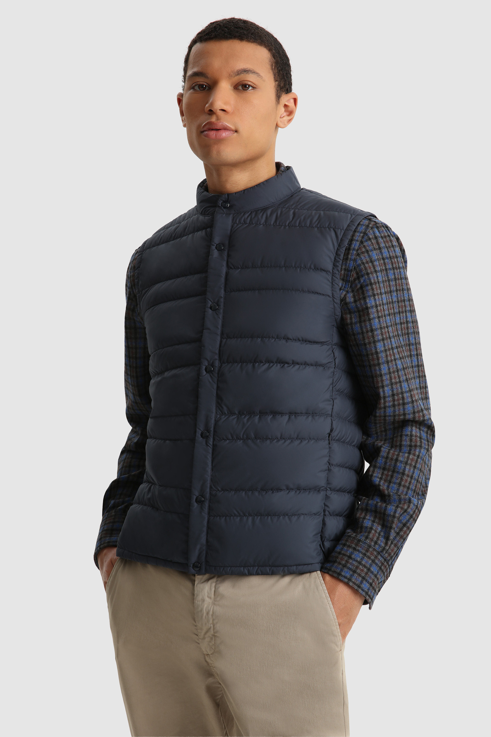 Lightweight Foldable Microfiber Vest Blue | Woolrich