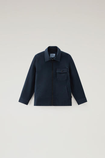 Boys' Garment Dyed Stretch Cotton Overshirt Blue | Woolrich
