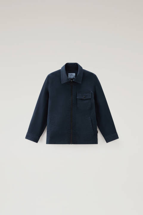 Boys' Garment Dyed Stretch Cotton Overshirt Blue | Woolrich