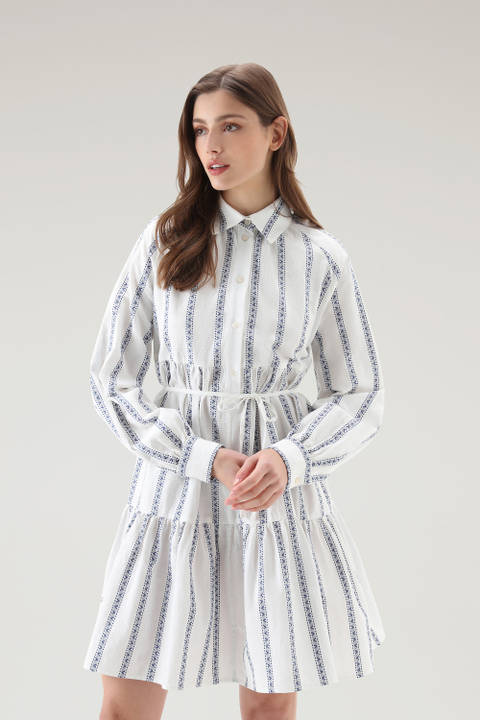 Ruffled Shirt Dress in Pure Cotton White | Woolrich
