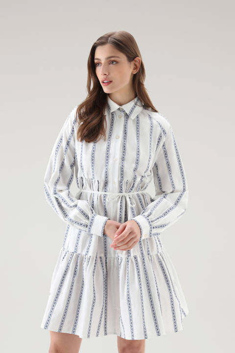 Vestido camisero con volantes de puro algodón Blanco | Woolrich