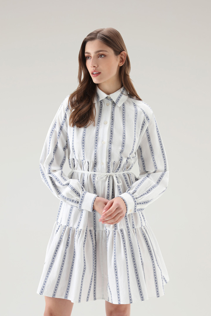 Ruffled Shirt Dress in Pure Cotton White photo 1 | Woolrich