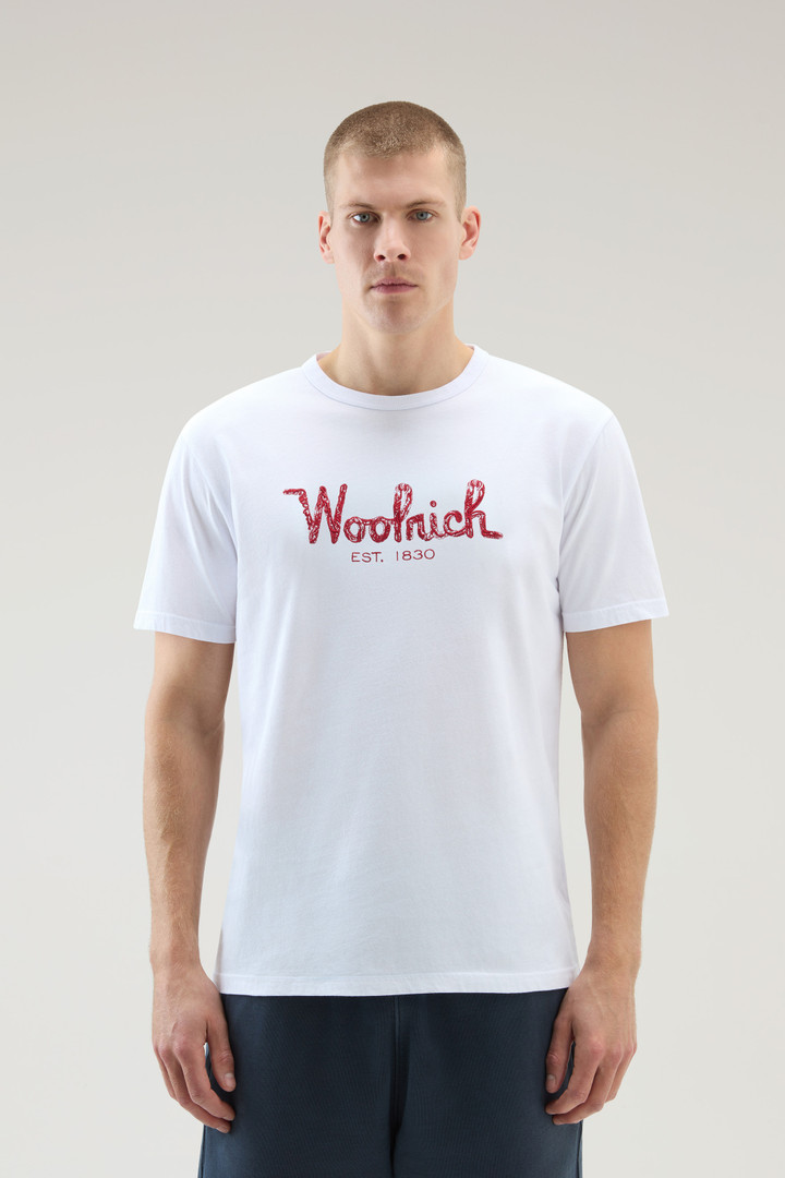 T-shirt en pur coton avec broderie Blanc photo 1 | Woolrich