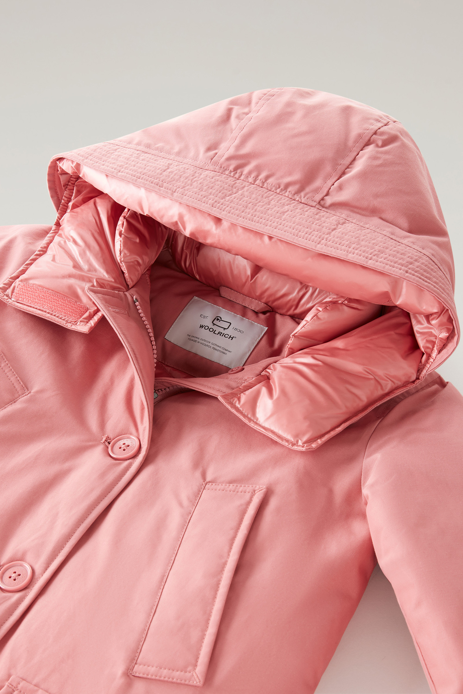 Satin Ramar Cloth Parka with Details in USA Pink Arctic Girl\'s | Woolrich