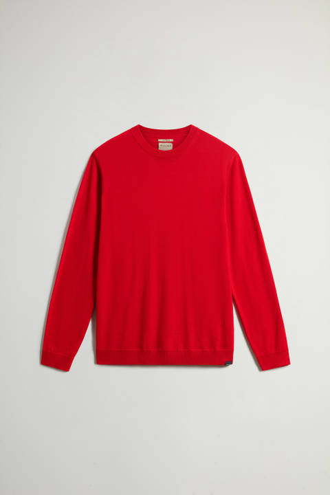 Pullover mit Rundhalsausschnitt aus reiner Merino-Schurwolle Rot photo 2 | Woolrich