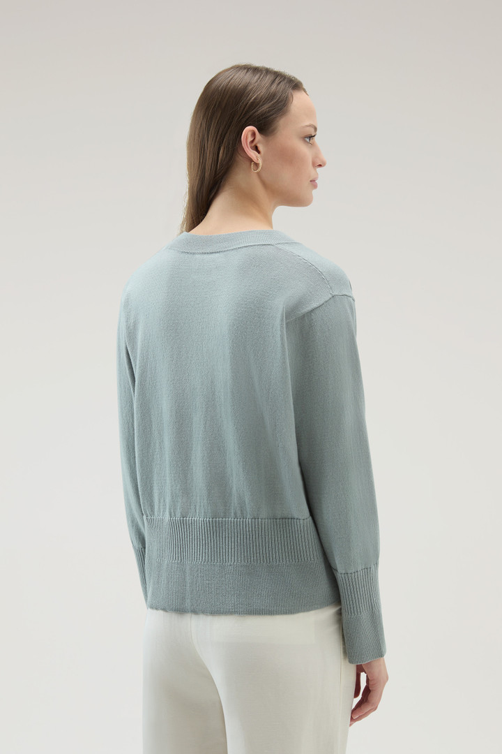 V-Neck Sweater in Cotton and Cashmere Green photo 3 | Woolrich
