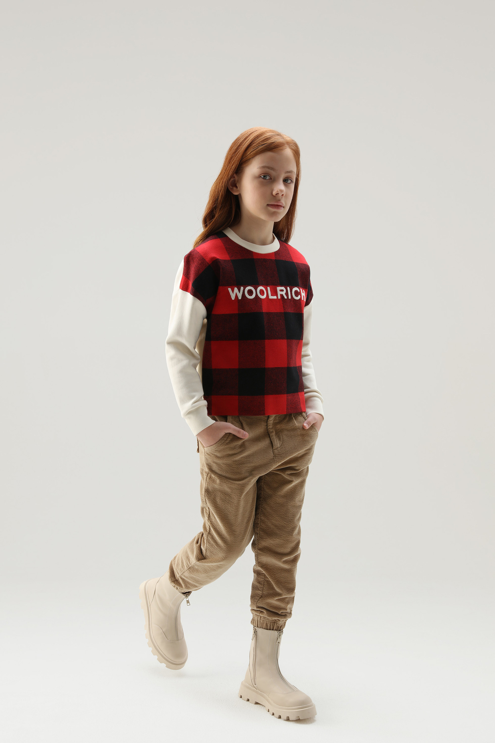 Mädchensweatshirt mit Buffalo-Karo aus Baumwolle rot photo 2 | Woolrich