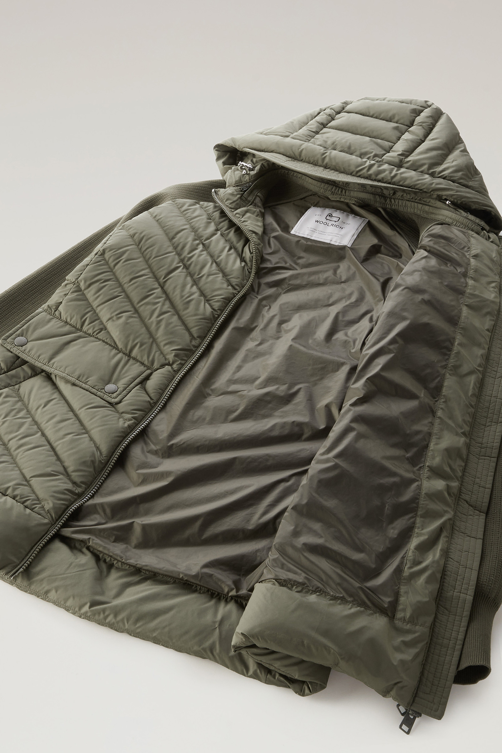 Quilted Hybrid Jacket with Detachable Hood Green photo 10 | Woolrich