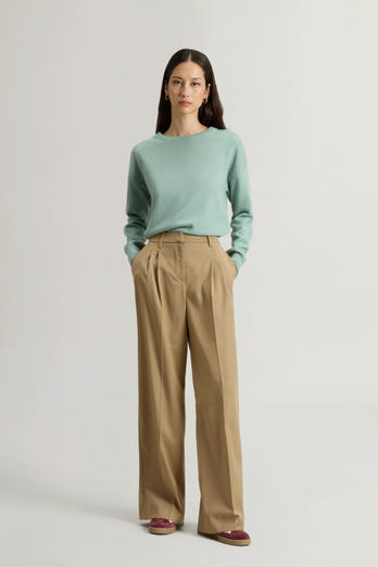 Wide-Leg Pants in Wool Blend Beige | Woolrich