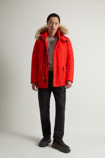 Arctic Anorak in Ramar Cloth with Detachable Fur Orange | Woolrich