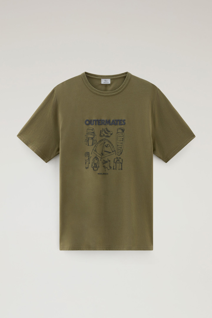 Pure Cotton T-Shirt with Outermates Print Green photo 5 | Woolrich