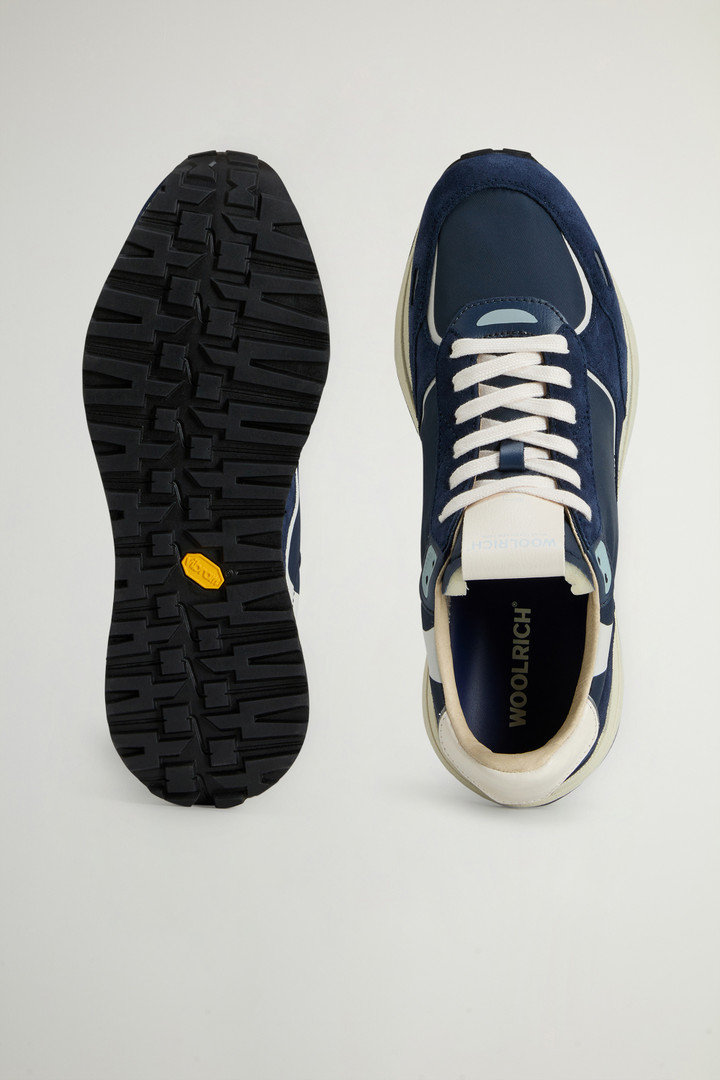 Retro Sneakers in Nylon with Leather and Suede Details Blue photo 4 | Woolrich