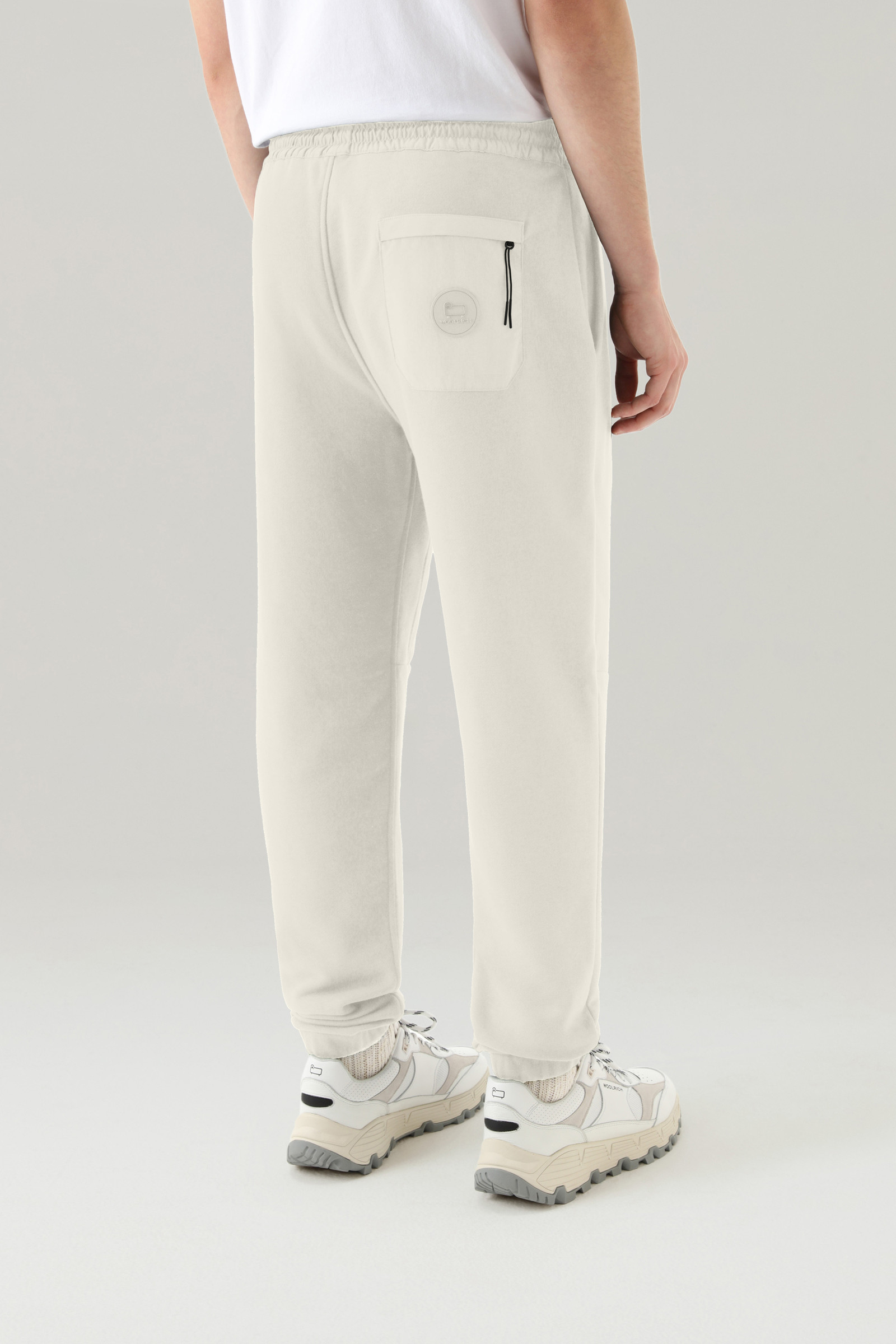 Jogger Pants in Cotton Fleece and Taslan Nylon White | Woolrich FI