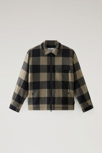 Overshirt in Recycled Italian Wool Blend with Sherpa Lining Green | Woolrich