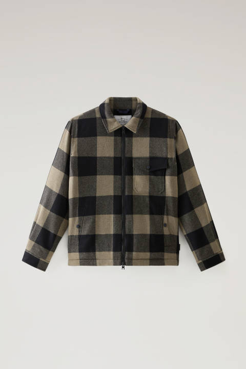 Overshirt in Recycled Italian Wool Blend with Sherpa Lining Green photo 2 | Woolrich