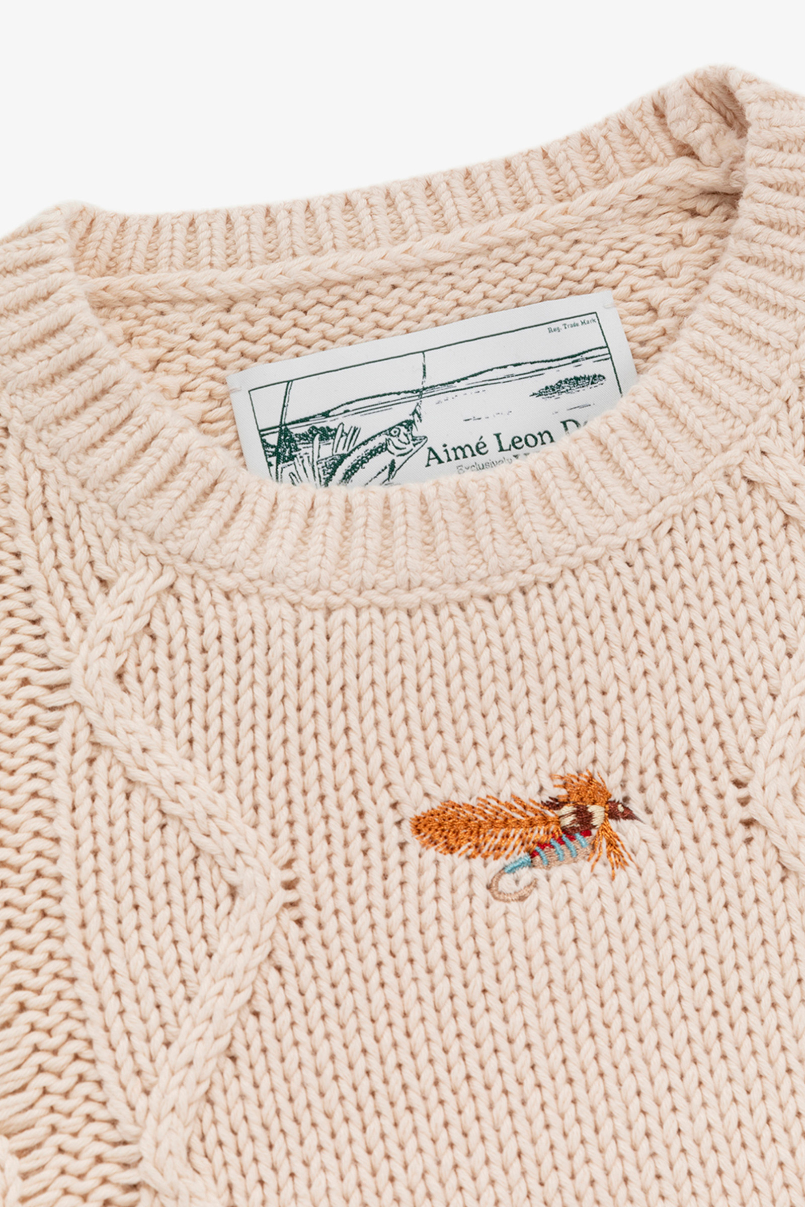 Fly Fishing Crewneck Sweater - Aimé Leon Dore / Woolrich Beige photo 2 | Woolrich
