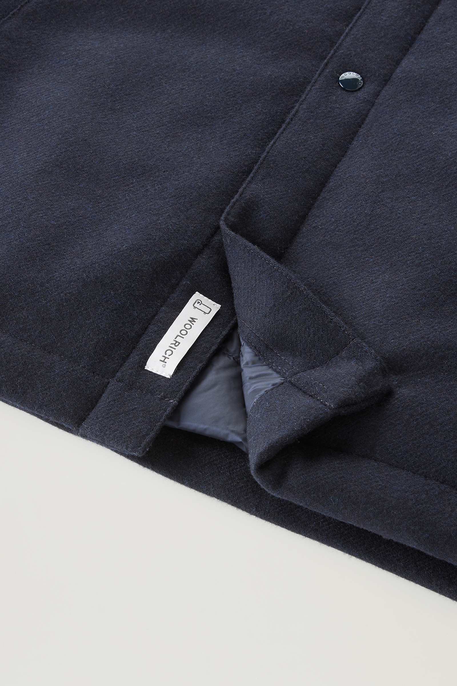Men's Alaskan Padded Overshirt in Recycled Italian Wool Blend Blue ...