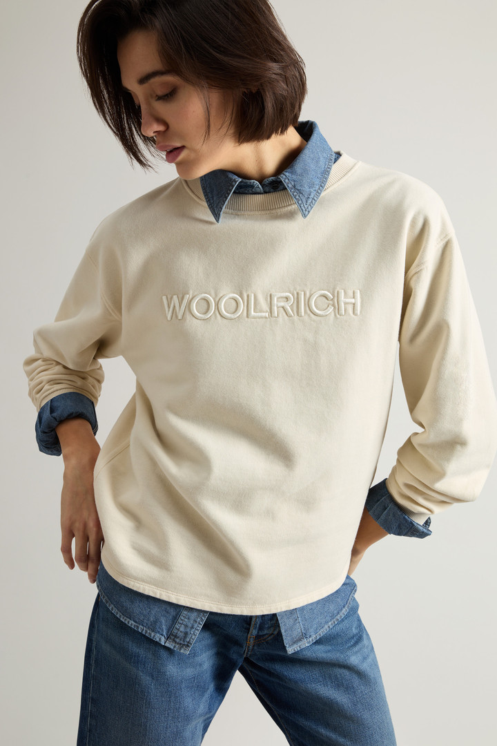 Pure Cotton Crewneck Sweatshirt with Embroidered Lettering on the Chest White photo 4 | Woolrich