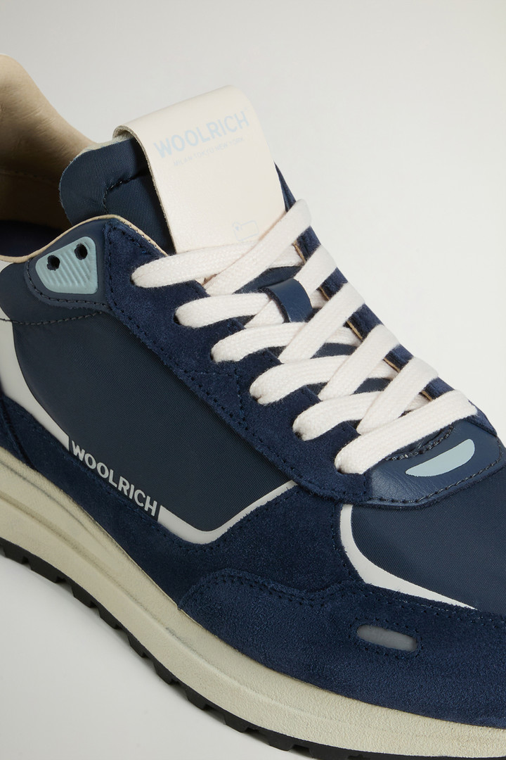 Retro Sneakers in Nylon with Leather and Suede Details Blue photo 5 | Woolrich