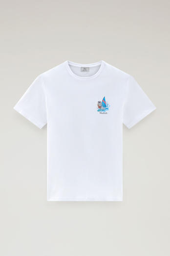 Pure Cotton T-shirt with Graphic Print White | Woolrich