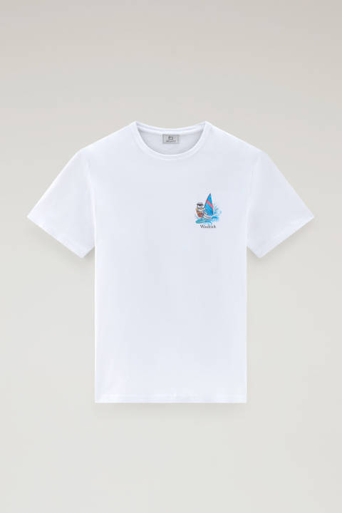 T-Shirt aus reiner Baumwolle mit grafischem Print Weiß photo 2 | Woolrich