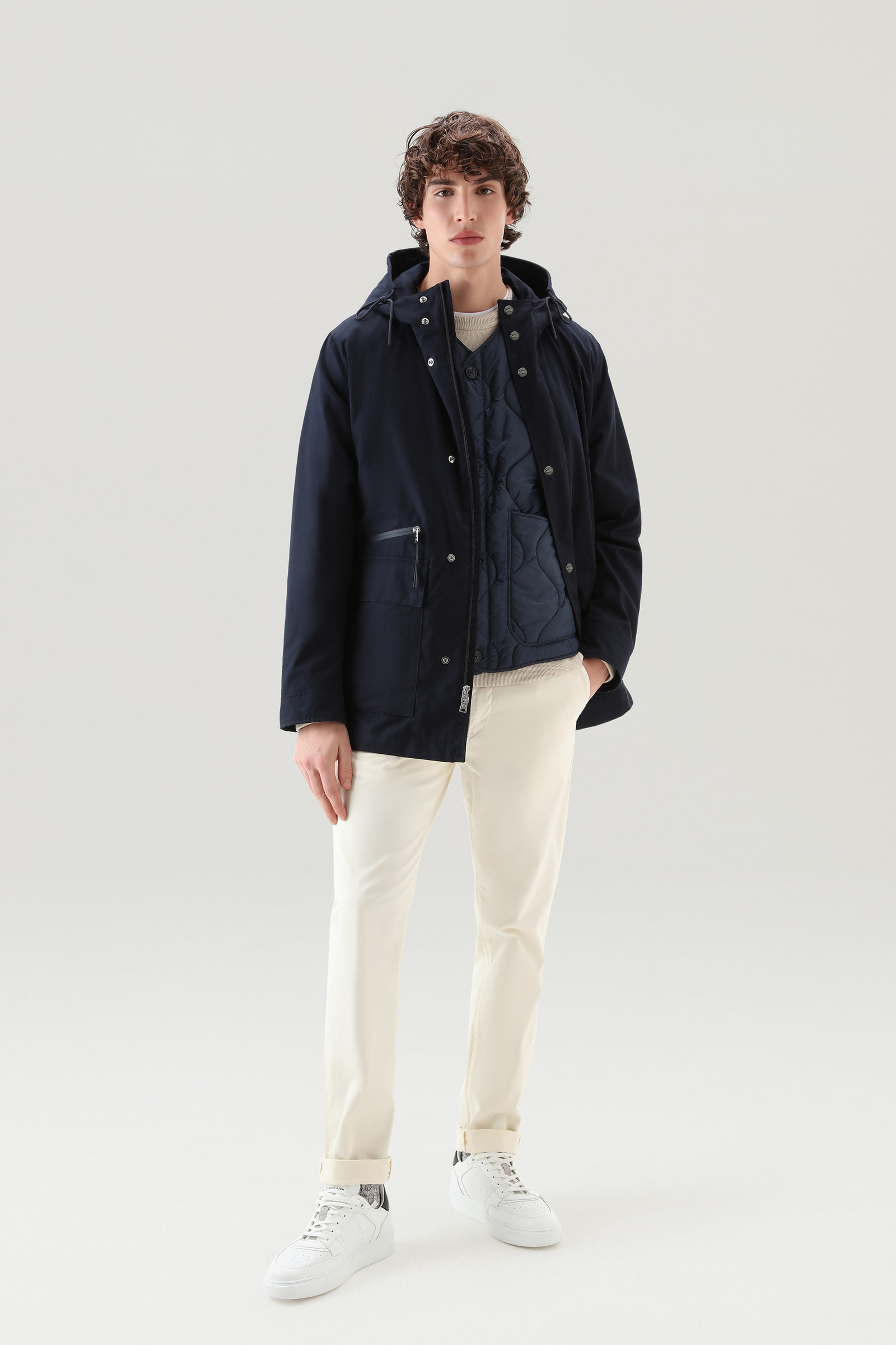 Veste Mountain 3 en 1 en coton Soft Byrd avec gilet matelassé amovible bleu photo 2 | Woolrich