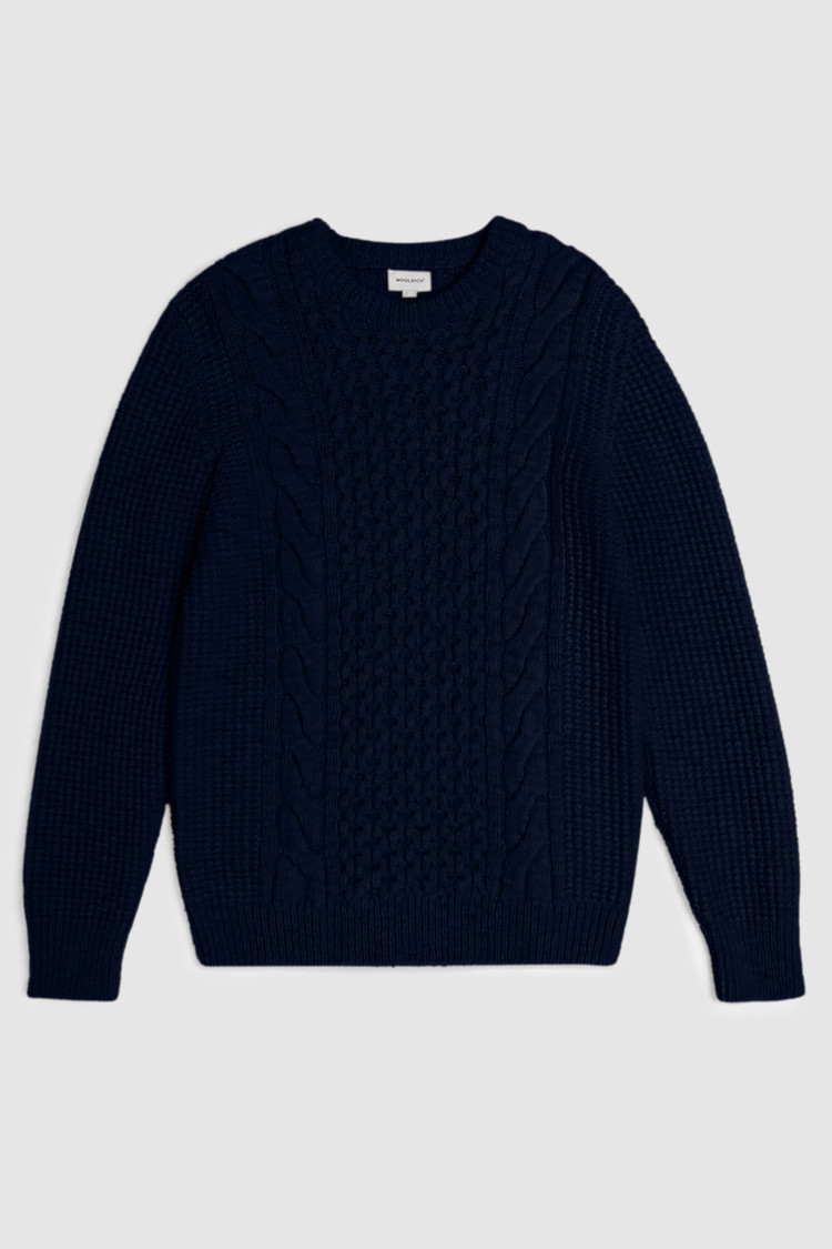 Braided wool crewneck sweater