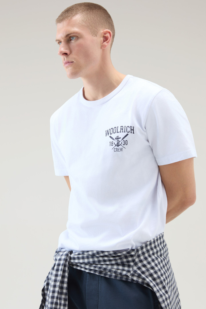 T-shirt en pur coton avec impression nautique Blanc photo 4 | Woolrich