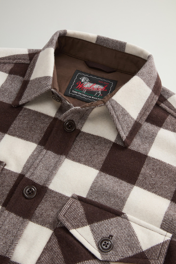 Check Overshirt in Pure Cashmere by Todd Snyder Brown photo 6 | Woolrich