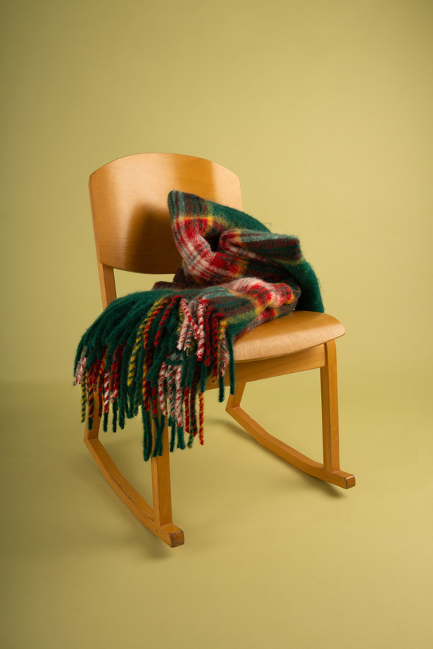 Blanket in an Alpaca, Mohair, and Wool Blend Waxed Green
