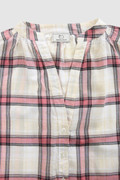 Linen Blend Blouse with Check Print
