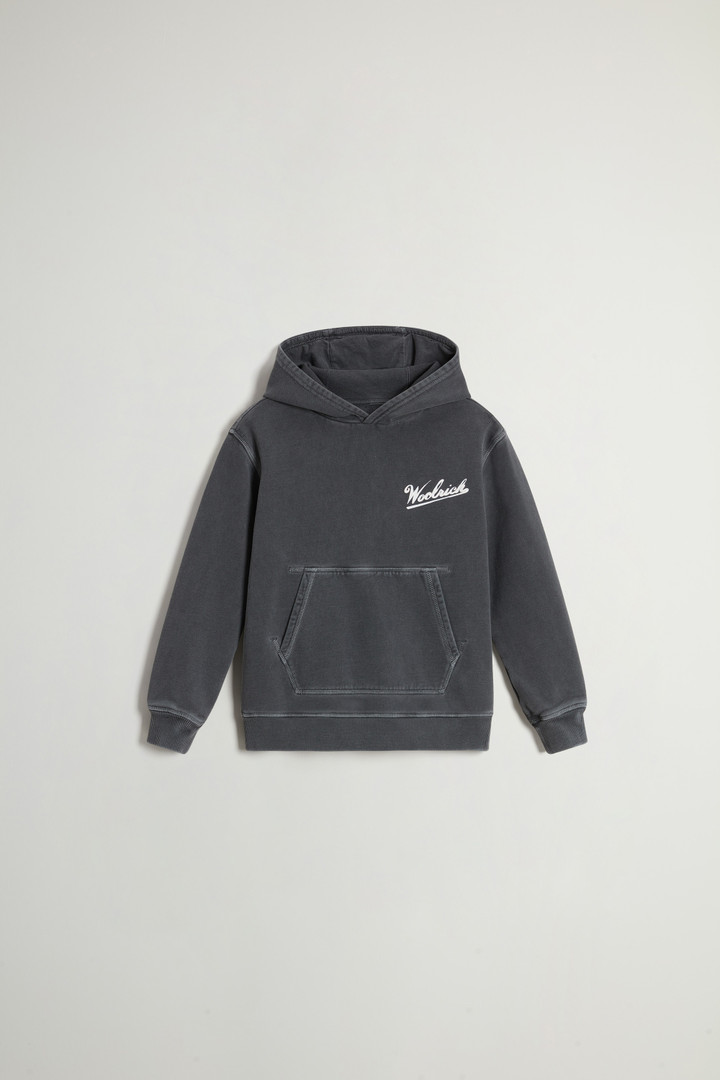 Garment-dyed Boys’ Hoodie in Pure Cotton Black photo 1 | Woolrich