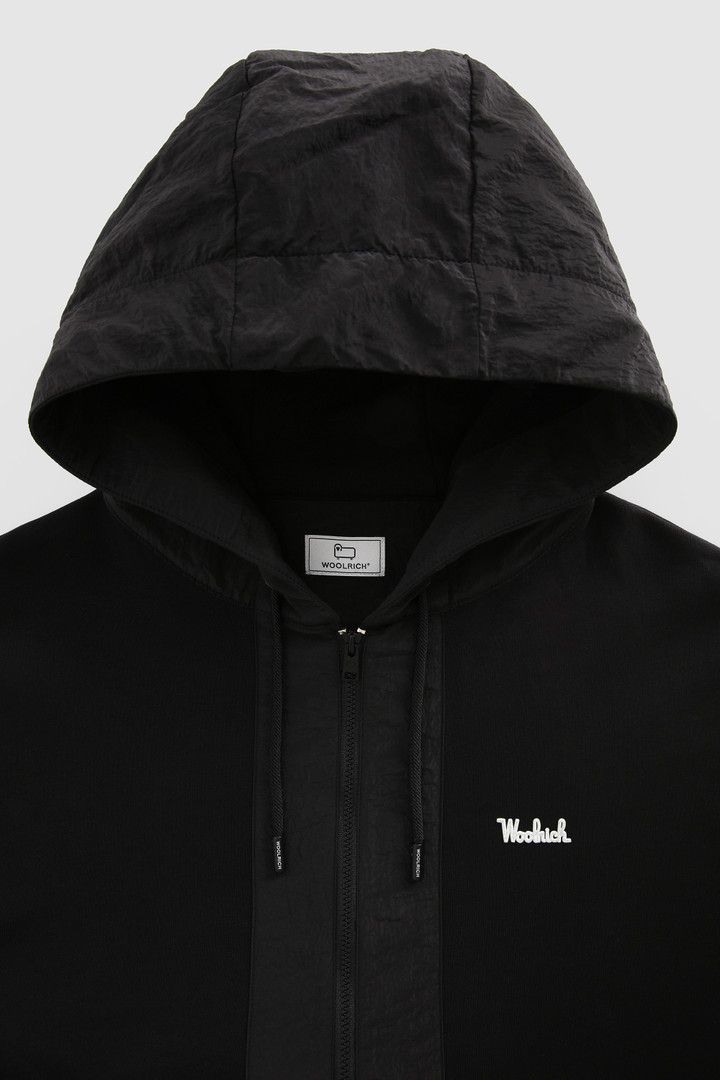 Sudadera con capucha de vellón con cremallera y detalles de nailon arrugado negro photo 5 | Woolrich