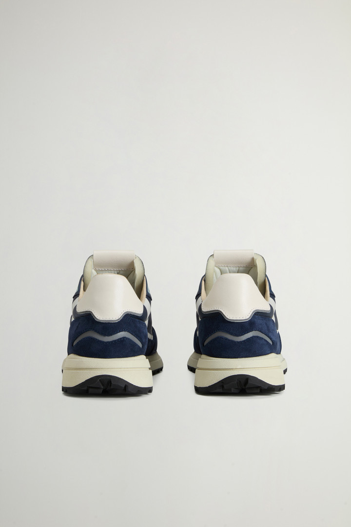 Retro Sneakers in Nylon with Leather and Suede Details Blue photo 3 | Woolrich