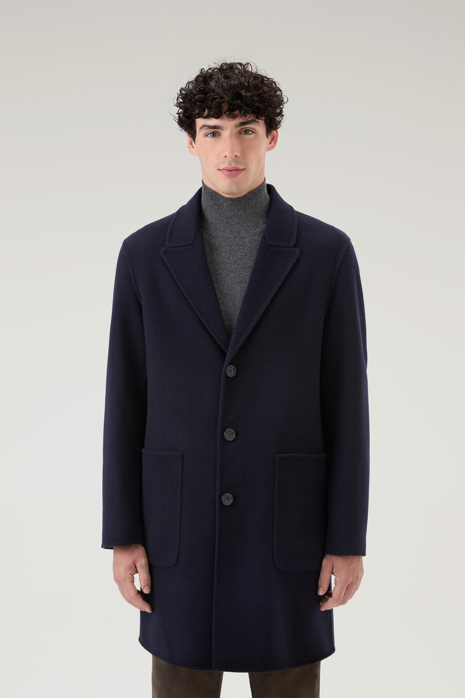 Men's Coat in Manteco Recycled Wool Blend Blue | Woolrich USA