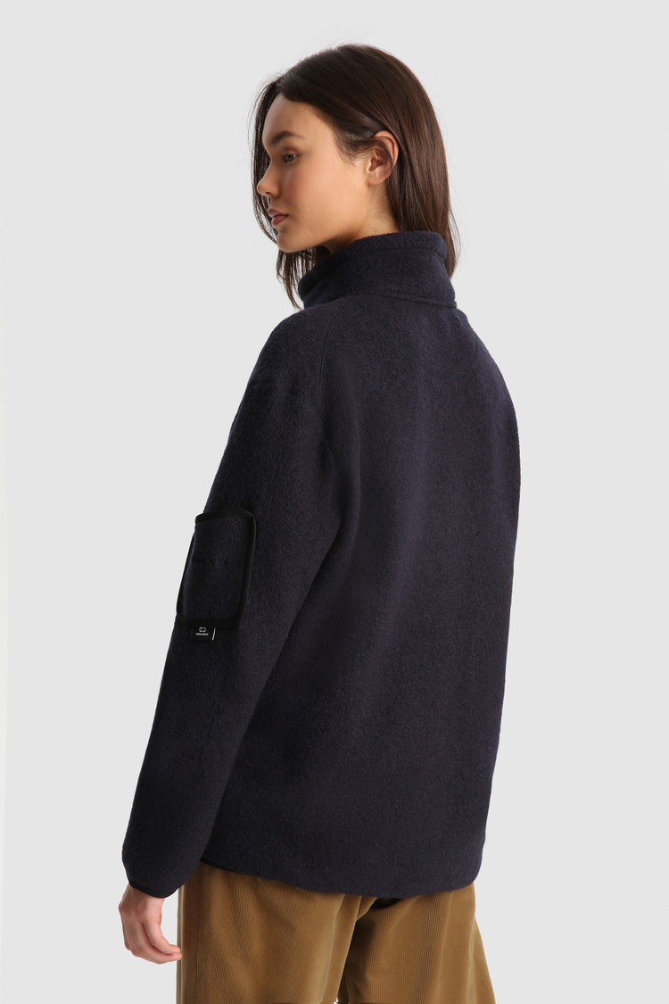 Leichter Terra-Melton Pullover mit durchgehendem Reißverschluß